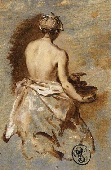Nicolas Vleughels Young Woman with a Nude Back Presenting a Bowl china oil painting image